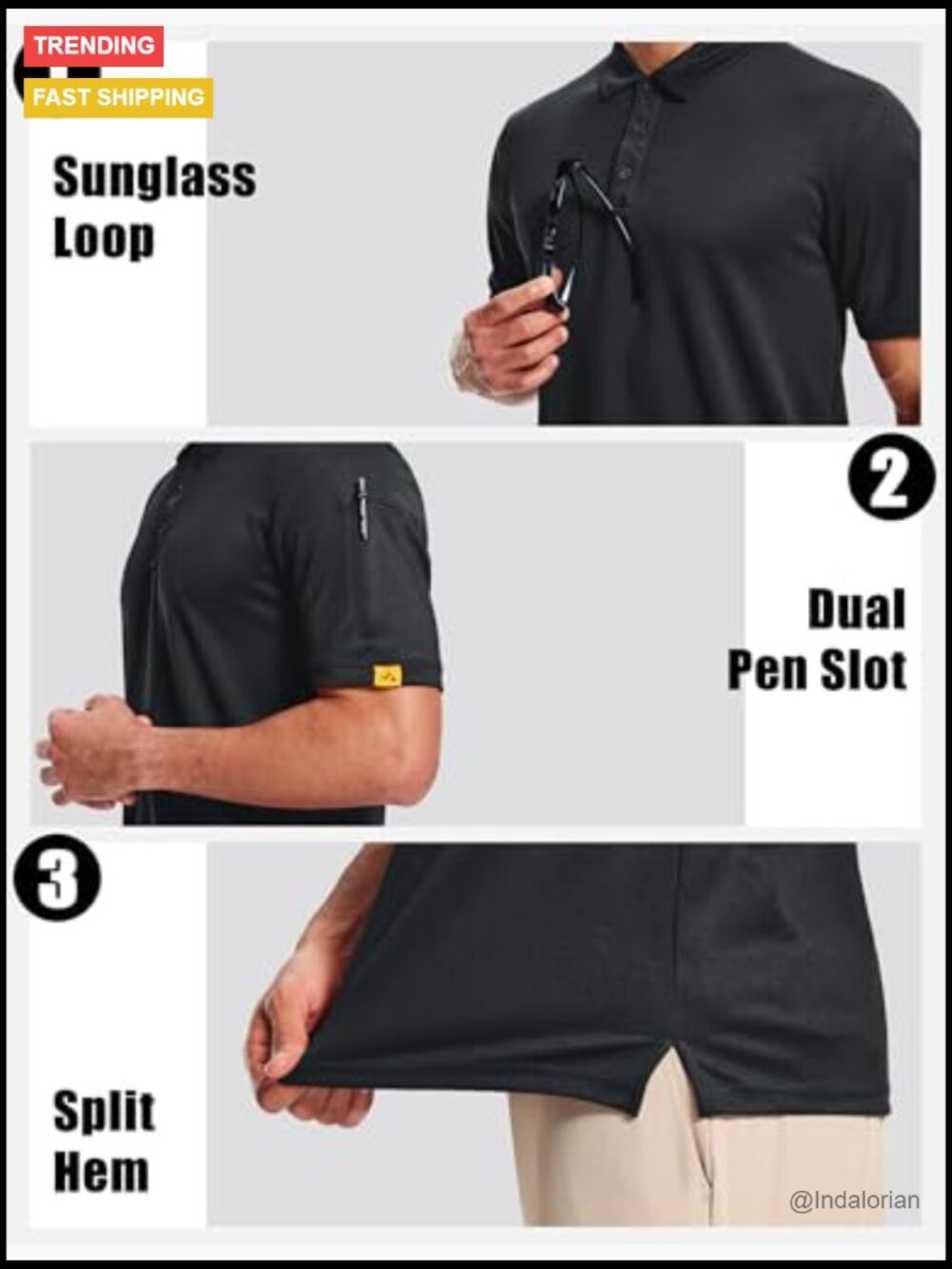 Polyester Golf Polo Shirt Short Sleeve Dry Fit Moisture Wicking UPF 50+ - Picture 4 of 7